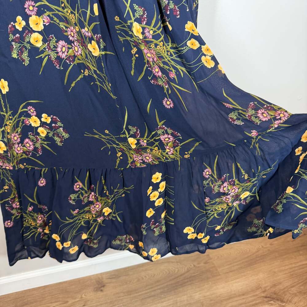 Reformation Nikita Midi Mademoiselle Navy Floral Tank Tie Strap Dress Size 4 - Picture 6 of 15